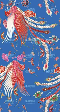 贺岁凤凰  - 源文件下载【酷图网】贺岁中国结,绳子印花,国风花型,凤凰,鸟,喜庆花型,中国结,手绘花,刺绣花,国风刺绣,