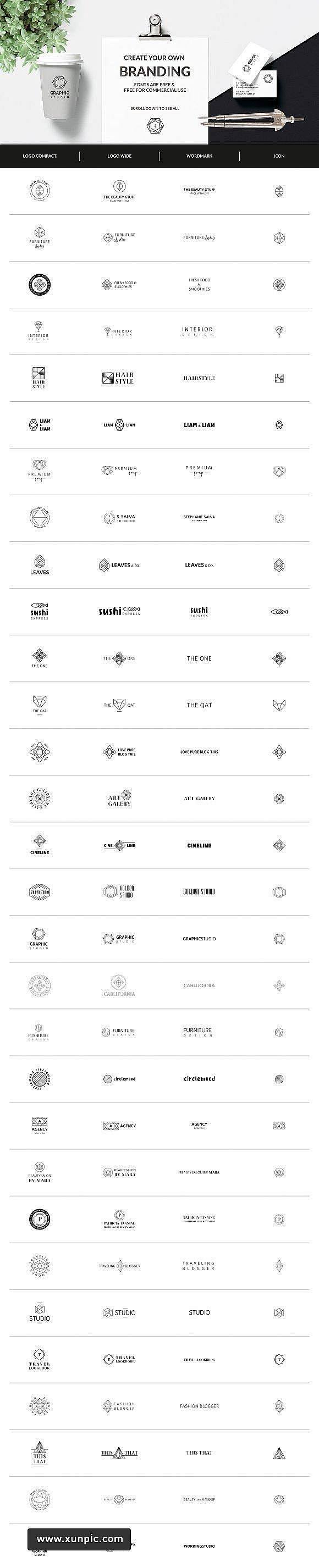国外优秀线性LOGO矢量素材 插图插画