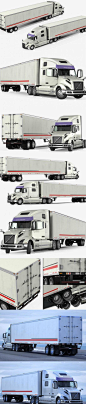 带驾驶室细节的沃尔沃Volvo VNL 860 Truck 2018 大货车货柜车卡车3D模型下载（FBX,MAX） 