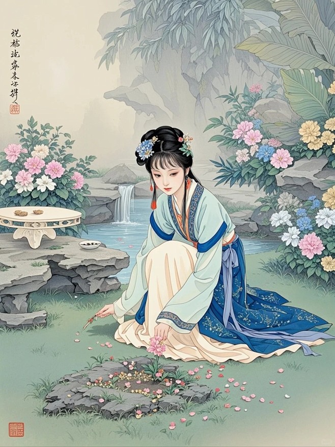 古风黛玉葬花叹飘零，香消玉殒惹人怜_1_...