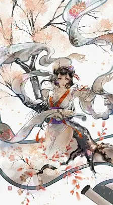 古风插画 美人 意境 阴阳师 花鸟卷 卷轴