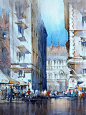 Thomas W. Schaller城市建筑水彩画 ​​​​