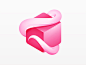 像素鱿鱼徽标粉红色渐变方形3d触手章鱼像素设计图标动物品牌矢量标志yp
