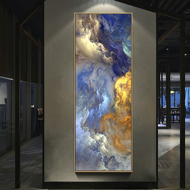 大幅竖版装饰画新中式客厅沙发背景墙画抽象...