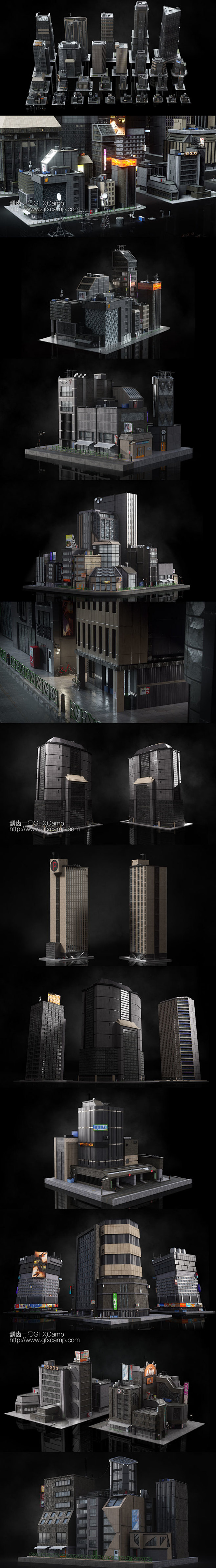 未来科幻东京城市楼房建筑3D模型 C4D/FBX/OBJ/MAX/Maya/Blender/Houdini/Unity等 – 龋齿一号 ...