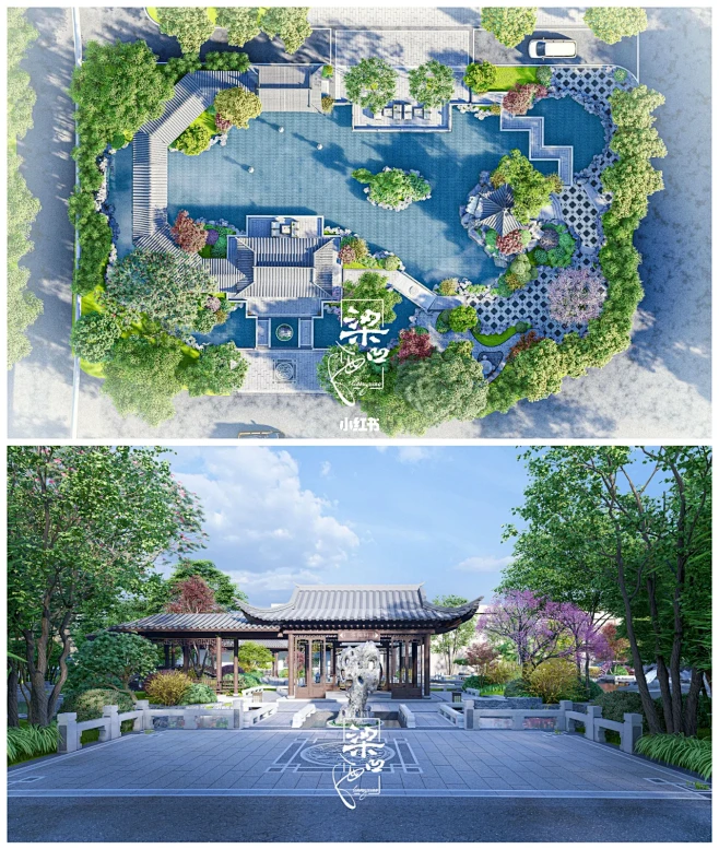【西凹作品】苏式古典园林庭院景观设计-花瓣网