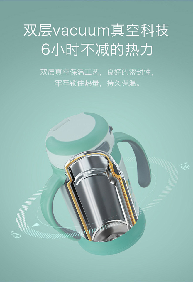 babycare儿童保温杯带吸管防摔 幼...