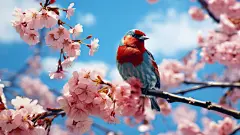 小鸟花朵花卉花枝素材图片