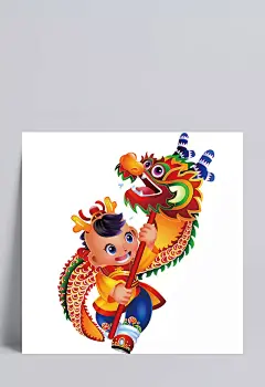 卡通中国风装饰乌龙场景设计图|龙抬头,舞龙,设计图,福娃,传统,中国风,喜庆