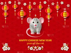 灯笼,模板,幸福,红色,银色,矢量,老鼠,春节,背景,绘画插图