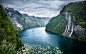 General 1920x1200 nature landscape waterfall water hills cliff flowers Norway Geiranger fjord Seven Sisters Waterfall