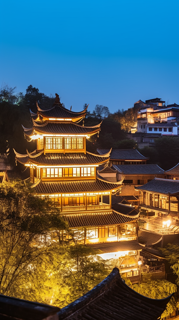 洪崖洞夜景国内城市重庆旅游景点风景摄影图