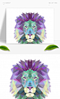 创意彩色多边形狮头设计元素