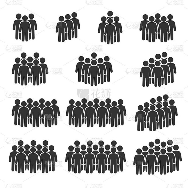 向量图像集的人组图标。人群的迹象。