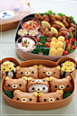 picnic bento with inari zushi (my favorite, although I&#;39ve never seem them like a teddy bear before)