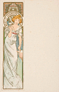 #佳作欣赏# 穆夏在1900年左右为酩悦香槟(Moet & Chandon)设计的一套菜单卡片，现收藏于美国波士顿艺术博物馆。 ​​​​