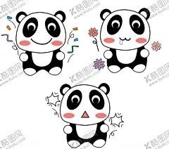 熊猫表情包 【酷图网】熊猫,开心,惊讶,流口水,手绘,插画