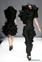 Origami Fashion - dramatic sculptural garments with complex 3D folded structures; wearable art