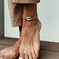 沙滩风金属贝壳脚链 新款欧美白色滴油个性花纹脚链