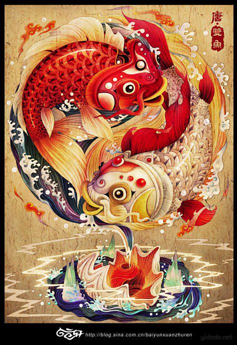 超唯美的中国风年画风格星座插画