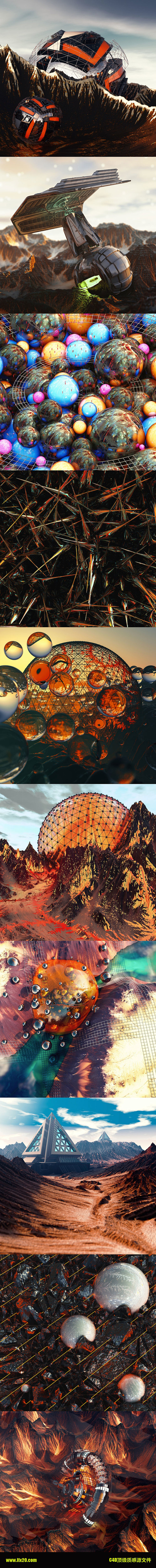 C4D渲染模型顶级质感科幻场景工程预设源...