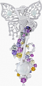 Clip de Fortuna, Palais colección de la oportunidad, Van Cleef & Arpels: oro blanco, diamantes, ópalos blancos, zafiros de colores, perlas cultivadas blancas, rosa, cara corte diamante. - Foto por Van Cleef & Arpels