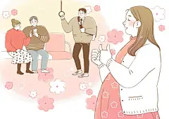 韩国简约清新可爱儿童情侣职场男女温馨一家手绘人物插图插画PSD-淘宝网