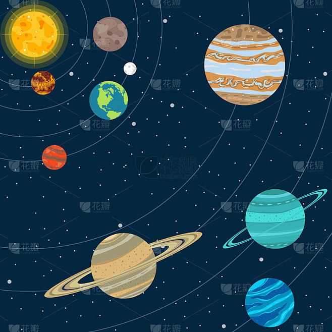 太阳系矢量设计插图