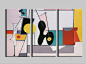 美国艺术家Gorky现代抽象色彩挂画壁画玄关办公室家居三联装饰画-淘宝网