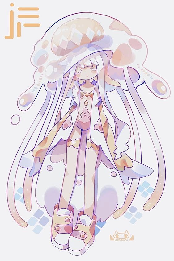 粉色少女配色海洋水母拟人