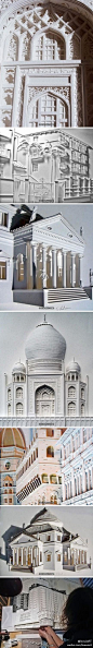 leewiART复杂的三维纸雕建筑，Christina Lihan