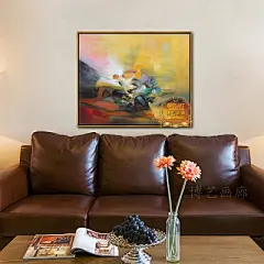 高档手绘油画临摹赵无极抽象画 有框装饰画酒店别墅会所墙壁挂画-淘宝网