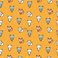 可爱的无缝图案与熊和狐狸的孩子。可爱的手绘动物