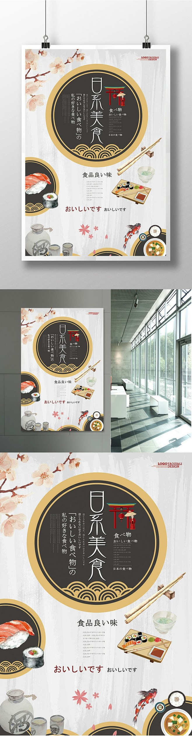 日系美食宣传促销海报日式餐厅 日本菜 日...