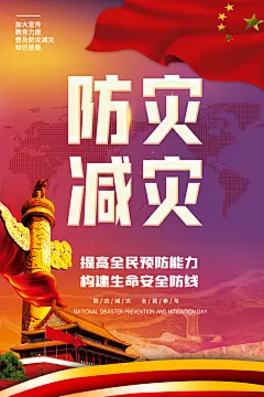 全国防灾减灾防震防汛抗洪救灾安全公益海报