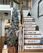 乡村农舍圣诞装饰理念楼梯