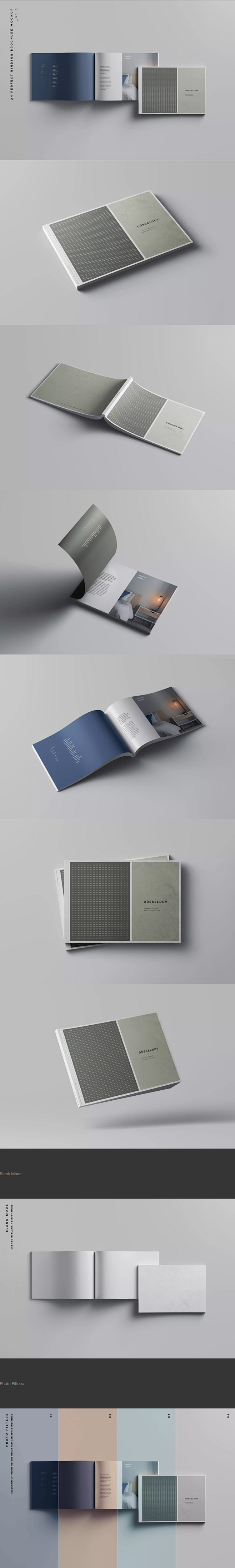 高端的A4完美的装订手册画册样机[PSD...