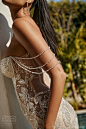 galia lahav spring 2023 couture bridal off shoulder beaded straps sweetheart neckline fully embellished mermaid sheath wedding dress chapel train sheer back(5) zbv