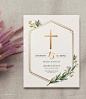 基督十字架鲜花植物花纹卡片邀请函