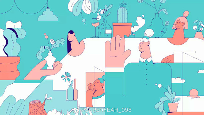 插画色块人物简约动漫平面设计图片块面插画几何插画大色块几个色块