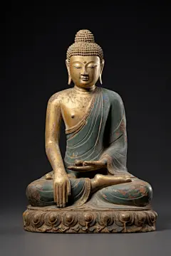 栩栩如生的佛殿前的大佛像摄影图片