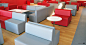 red modular cube seating