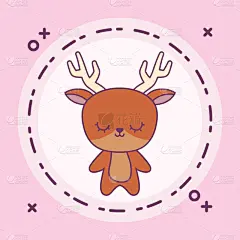 可爱的,动物,圆形,边框,季节,冬天,图像,驯鹿,问候,庆祝