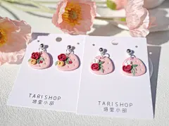 草莓玫瑰手工软陶耳饰