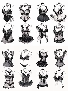 上衣｜oc穿搭胸衣服装设计手帐画画素材35弹