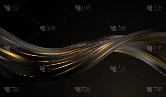 抽象的波浪。闪亮的金色移动线条设计元素在...