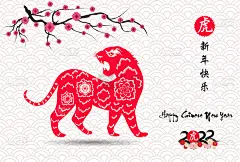 2022年中国虎年春节快乐。农历新年横幅设计模板。