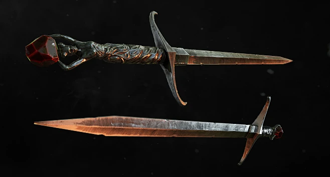 Ashen Hexblade, James Atkinson : Inspired by a recent D&D session I just had to realise this prop in 3d. The sword is wielded by a warlock that has made a pact with a mysterious entity from the Shadowfell.. When the sword is raised the gem stone at t