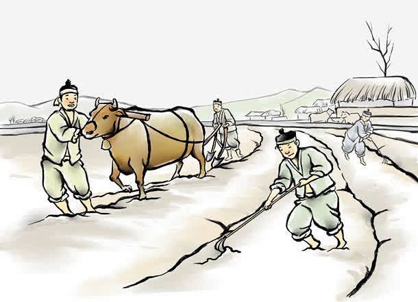 水墨农夫耕田高清素材 农夫 古代人物 耕牛 耕田 元素 免抠png 设计图片 免费下载