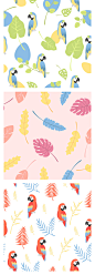 时尚流行植物花朵鹦鹉鸟类元素图案创意背景插画AI格式矢量素材-淘宝网